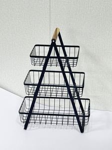Afternoontime 1 2 3 Tiers Customized Color Metal Iron Classic Adjustable <b>Foldable</b> Vegetable Fruit <b>Baskets</b> Kitchen Counter PY - Product Image 5