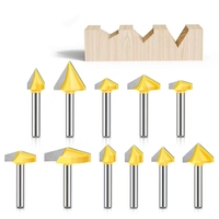 Jeu de fraises à rainurer en V pour le travail du bois, en acier au tungstène, pour usinage haute vitesse, personnalisable OEM, CNC 3 axes