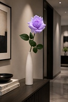 Grande rose artificielle au toucher réel, à bords frisés, pour mariage, Saint-Valentin, fête des Mères, fête des Pères, Halloween