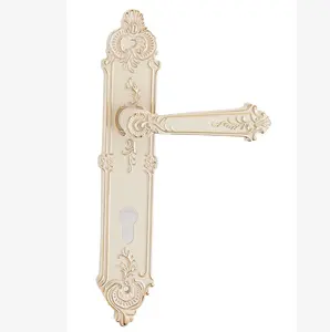 Middle East Russia Market Luxury Wooden Security Mortise Main Door Handle Design With White And Gold Color Finish