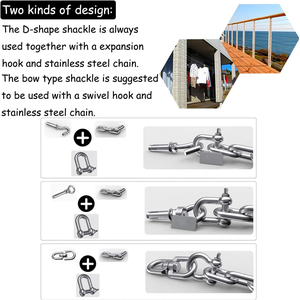 Screw <b>Pin</b> Anchor D Shackle 304 Stainless Steel European Style Marine Grade Hardware Chain Ring Shackle Bolt Shackle Stainless St - Product Image 2