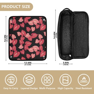 Hawaiian Red Anthurium Flower Print Curling Iron <b>Case</b> Nylon Fabric Custom Logo Hair Tools Storage Bag with Heat Resistant Mat - Product Image 3
