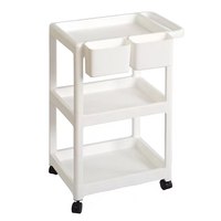 Chariot de rangement en plastique à 3 niveaux, chariot utilitaire roulant, Stable, stockage d'outils métalliques mobiles, facile à plier, 3 ans Sina