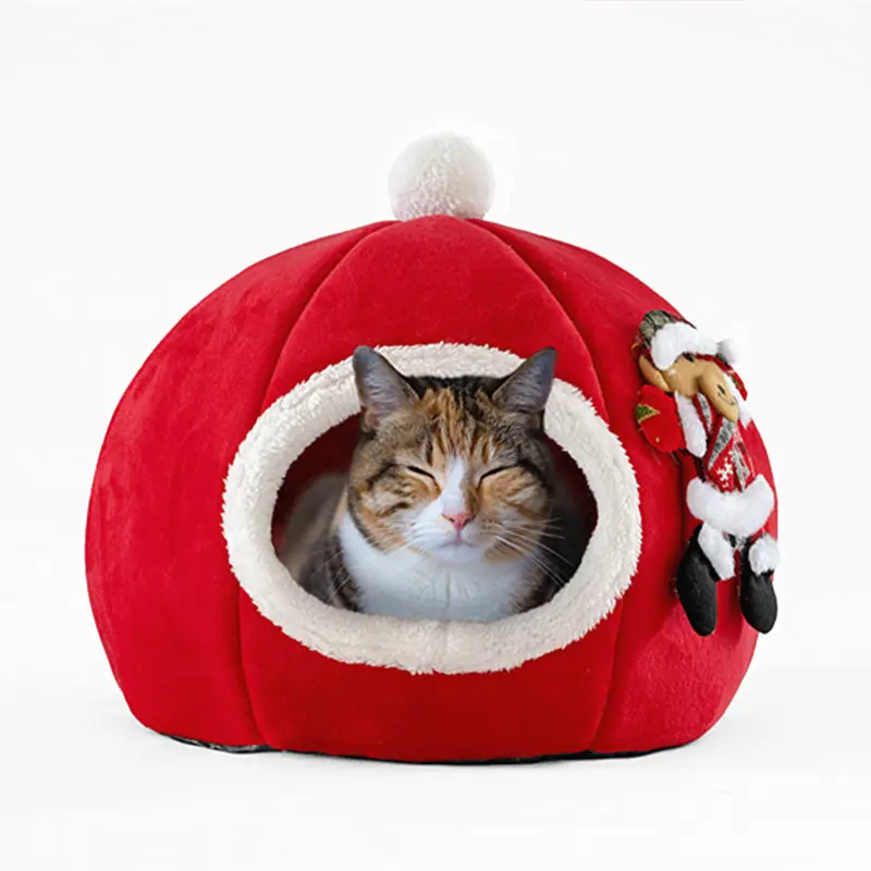 2024 creativo Otoño Invierno cálido tridimensional esponja gato nido creativo mascota nido tienda Navidad calabaza perro nido