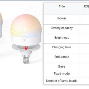 Ampoule d'urgence rechargeable avec base E27 détachable, télécommande sans fil, rechargeable par USB - Product Image 6