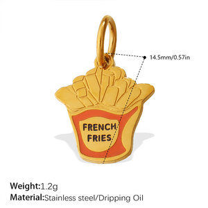 Customized Waterproof Charms 14k 18k Gold Plated 316L Stainless Steel Enamel Food Charms for <b>Bracelet</b> Necklace Jewelry Making - Product Image 6