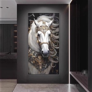 Moderne Simple <span class=keywords><strong>Cheval</strong></span> <span class=keywords><strong>Dessin</strong></span> Mural pour Salon Couloir Cristal Porcelaine Peinture Décorative Suspendue Peinture Toile Couloir - Product Image 4