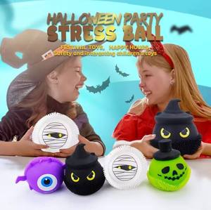 Jincan 2024 Vente en gros de balles lumineuses d'Halloween, jouets moelleux à presser, jouets fantaisie en forme de crâne monstre pour filles - Product Image 4