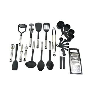 Custom household 23 pieces nylon heat resistant non stick kitchen accessories stainless steel cookware set kitchen utensils