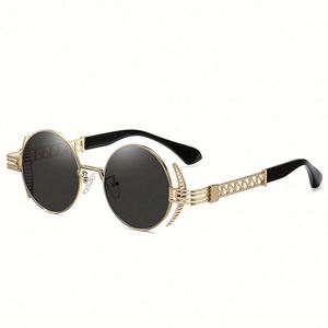 Gafas de Sol Redondas Punk Retro de Moda para Hombre y Mujer, Gafas de Sol Steampunk de Metal Hueco, Novedad de 2022 - Product Image 6