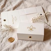 Boîte en papier d'emballage de luxe blanche pliable avec logo personnalisé, fermeture magnétique, pour vêtements, chocolats, bijoux