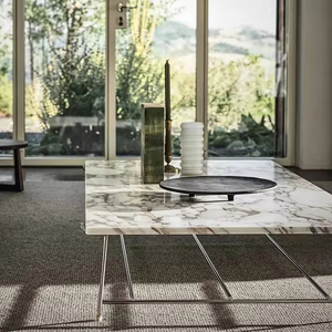 Ý đồ nội thất nhà thiết kế bằng đá cẩm thạch trắng trung tâm bảng thép không gỉ Chân hiện đại phòng khách Bàn cà phê với đá cẩm thạch đầu - Product Image 6