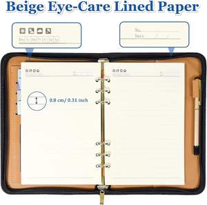 SAYEEC Портфель-органайзер из искусственной кожи на 6 колец, сменный блокнот-планер, обложка для бюджетного планировщика на молнии, подарок - Product Image 6