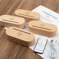 Lampe de table LED en bois avec boîte à musique, veilleuse blanc chaud, commande par interrupteur, fonctionne sur piles, design moderne, intensité réglable, décoration de chambre 0,5W