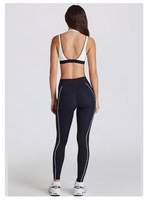 Ensemble deux pièces contrasté blanc rayé, anti-transpiration, en Spandex/Nylon, col en V, short de course, fitness, sport, yoga