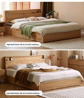 Lit de Rangement Moderne Simple en Chêne Lit Double en Bois Massif Multi-Fonctionnel Gain de Place pour la Maison et les Grands Magasins