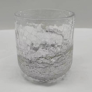 Coupe à bougie chauffe-plat artisanale vintage en verre soufflé à la main à texture craquelée, centre de table pour la maison - Product Image 2