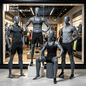 <span class=keywords><strong>Mannequin</strong></span> <span class=keywords><strong>homme</strong></span> en fibre de verre gris mat UVM, corps entier musclé, pour la présentation de vêtements de sport - Product Image 6