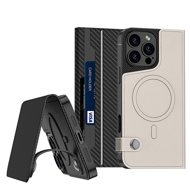 PU Luxury Magnetic Leather Wallet Phone Case for iPhone 16 Pro Max S23 Ultra Smartphone Mobile Cell Card Holder PC Material