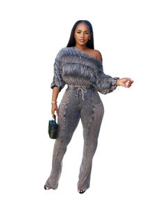 BR5866 أزياء المرأة طويلة الأكمام مخلوط قديم مثير طوق الخريف ارتداء اليومي فضفاضة تناسب الصلبة - Product Image 2