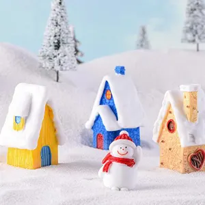 Inverno árvore de Natal Papai Noel resina de fadas casa de jardim em miniatura