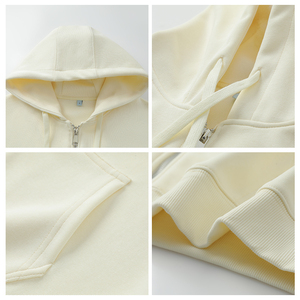 Sweat à capuche unisexe avec logo personnalisé, fermeture éclair intégrale, couleur unie, poche kangourou - Product Image 4