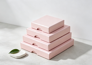 Light pink Pearlescent High-End Cardboard Magnetic Closure Sliding Jewelry Boxes Integrated Foldable Structure Crescent Cutout - Product Image 3