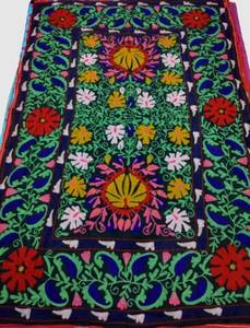 Suzani Embroidered <b>Throw</b> Table Cloth Wall Hanging Ethnic <b>Bed</b> <b>Cover</b> Indian Luxury Blanket Boho Home Decor B2B Export Supplier - Product Image 1