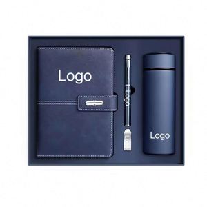 Wholesale Promotional Thermos Cup Luxury Notebook <b>Journal</b> for Gift Custom Leather Business Diary Gift Set With Pen and Bottle - Product Image 1