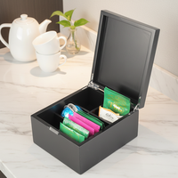 Boîte de présentation de thé en bois noir MDF de qualité supérieure, 6 compartiments, emballage cadeau pour le thé, pour hôtel et maison