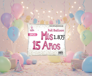 Palloncini in Foil 'Mis 15 Aos' 3 Pezzi, Decorazioni Metalliche per Feste di Compleanno per Adolescenti - Product Image 2