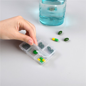 Transparent Plastic 6-Compartment Pillbox Small Portable Medicine Storage Case For On-The-Go Use - Product Image 4