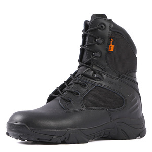 Bottes de Combat de Randonnée en Cuir pour Hommes, Bottes Tactiques Noires, Chaussures de Sécurité pour la Chasse et le Désert - Product Image 1