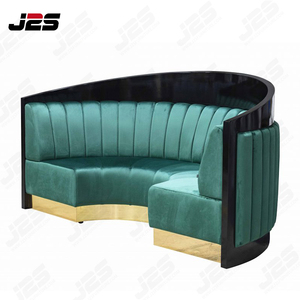 Asientos de Restaurante Curvos de Respaldo Alto de Lujo Moderno J2S, Sofá Tapizado de Terciopelo con Marco de Madera para Muebles de Restaurante - Product Image 2