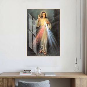 Luxus Kristall Porzellan Malerei Heiliges Herz Jesu Katholische Religiöse Wand kunst Gerahmte Wohnkultur - Product Image 2