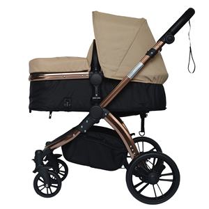 PL904 Système de voyage <span class=keywords><strong>en</strong></span> stock <span class=keywords><strong>Poussette</strong></span> pour bébé à la mode <span class=keywords><strong>en</strong></span> bronze Lit de transport pliant <span class=keywords><strong>3</strong></span> positions réglable avec poignée <span class=keywords><strong>en</strong></span> cuir PU pour enfants - Product Image 1