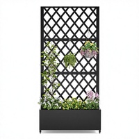 Jardinière extérieure en métal de haute qualité, pivotante à 360°, mobile, anti-corrosion, avec treillis en aluminium gravé au laser 3D pour écran d'intimité