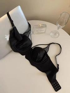 Sexy satin seamless bra, thin and flattering for <b>large</b> busts, soft underwire, breathable <b>cups</b>. - Product Image 5