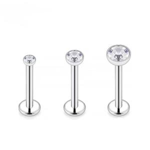 Zoryn Wholesale F136 Diamond-inlaid Zircon Lip/Nose/Ear Bone <b>Studs</b> <b>Titanium</b> Alloy Gold Plated Unisex Labret Internal Thread - Product Image 4