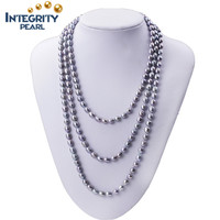 Collier de perles d'eau douce de riz naturel véritable de 47 pouces de long, bijoux de perles de culture d'eau douce