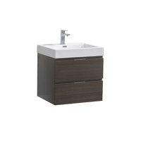 Meubles-lavabos modernes en bois pour salle de bain, suspendus au mur, avec vasque en céramique et miroir inclus, faible MOQ, service ODM, usine vietnamienne, chêne/pin/acacia
