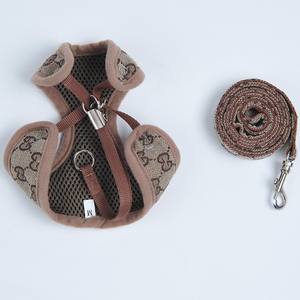 Ensemble harnais et laisse pour chien de luxe tendance, avec boucle à bouton, imperméable, design élégant, motif Teddy uni - Product Image 4