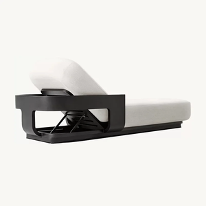 Chaise longue d'extérieur moderne et durable en alliage d'aluminium de luxe avec coussins pour piscine, lit de plage, <span class=keywords><strong>jardin</strong></span>, utilisation comme lit de soleil, lit de repos - Product Image 3