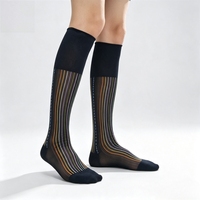 Chaussettes habillées japonaises vintage en nylon pour hommes, montantes au-dessus du genou, élastiques, transparentes, respirantes, pour tenue de ville et décontractée