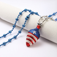 Collier en forme de goutte d'eau, mignon, en plastique électroplaqué, avec drapeau américain, vente en gros d'usine, personnalisable, pour la fête de l'Indépendance et les fêtes de carnaval