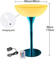 Table de cocktail LED rechargeable lumineuse avec télécommande, table de bar Slish pour événements, base en acier, 8 tailles (60/96 cm), pour fêtes et boîtes de nuit