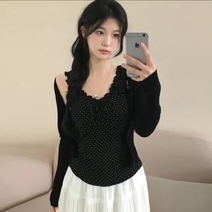 Top de punto transpirable estilo Y2K con volantes, cuello en V, camiseta sin mangas para mujer, lindo chaleco con lazo estilo Kawaii - Product Image 4
