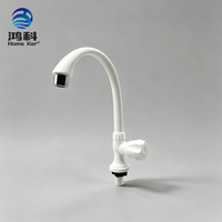 Robinet d'eau col de cygne 1/2 pouce en PP blanc, fourni directement par l'usine, pour évier de cuisine domestique, robinet en plastique