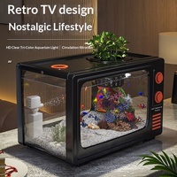 Petit aquarium de bureau pour poissons rouges, salon, nouveau modèle 2025, filtration intégrée, oxygénation, aquarium écologique