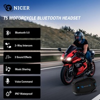 Casque TNICER T5 IP67 étanche pour V5.2, conception supra-auriculaire ENC, interphone 2 motards pour casques de moto (charge Type-C)